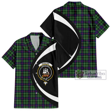 Duncan Modern Tartan Short Sleeve Button Up with Family Crest Circle Style