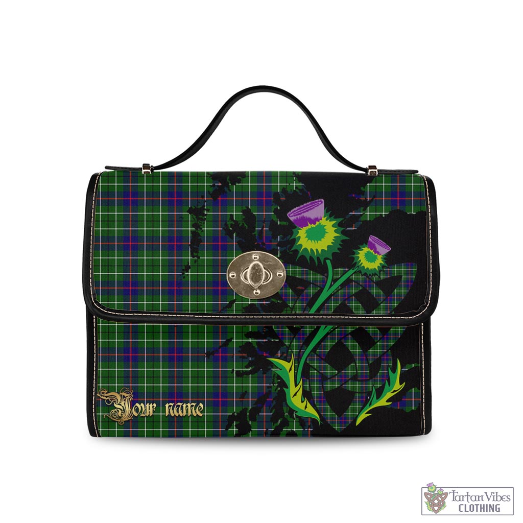 Tartan Vibes Clothing Duncan Modern Tartan Waterproof Canvas Bag with Scotland Map and Thistle Celtic Accents