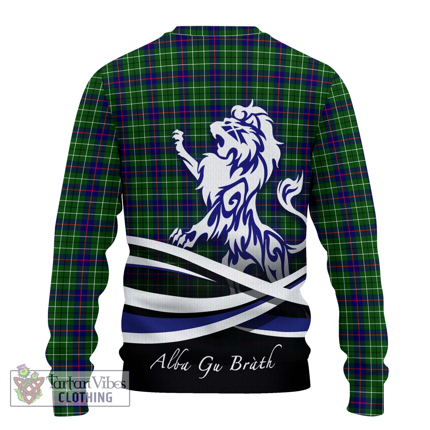 Tartan Vibes Clothing Duncan Modern Tartan Knitted Sweater with Alba Gu Brath Regal Lion Emblem