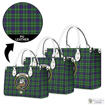 Duncan Modern Tartan Luxury Leather Handbags with Family Crest