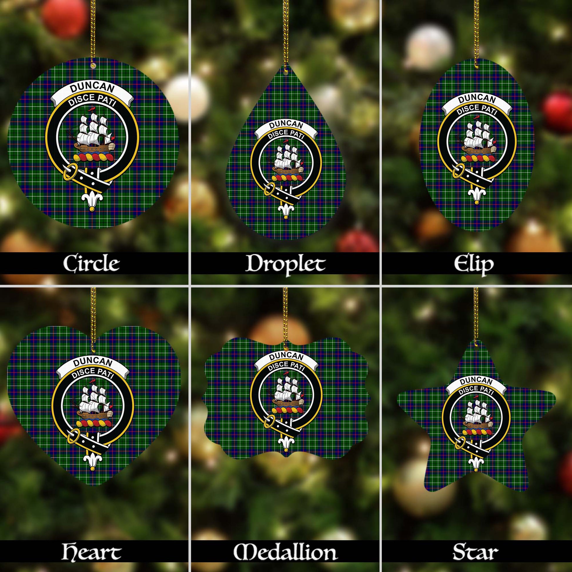 Duncan Modern Tartan Christmas Ornaments with Family Crest - Tartanvibesclothing