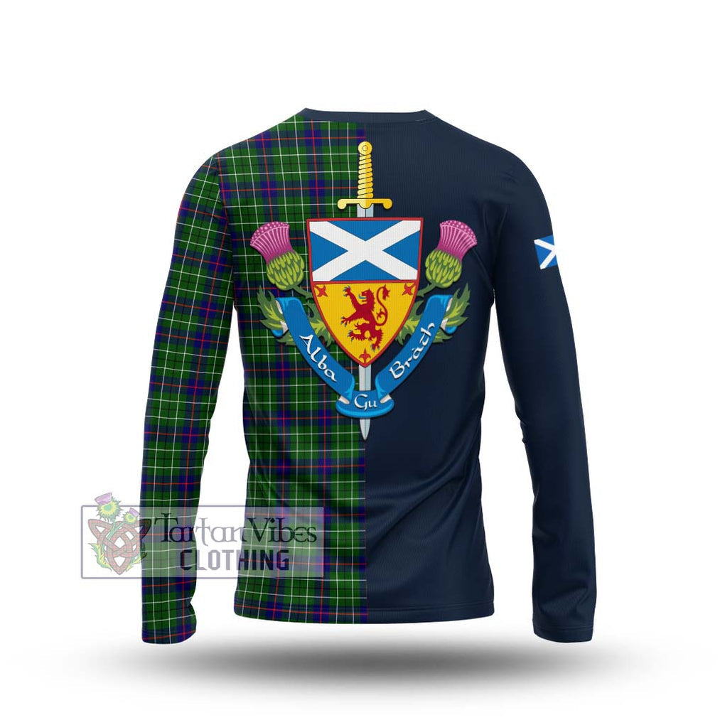 Tartan Vibes Clothing Duncan Modern Tartan Long Sleeve T-Shirt with Scottish Lion Royal Arm Half Style