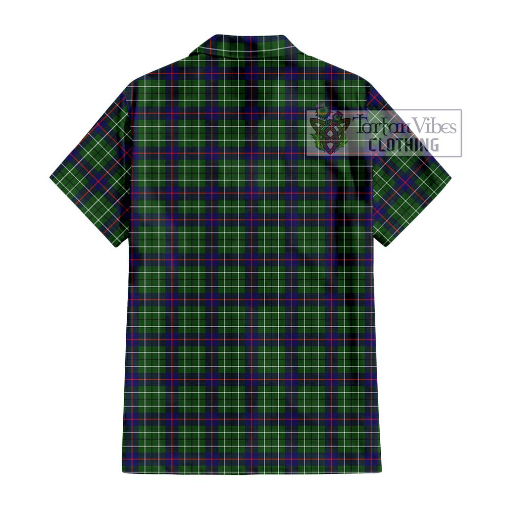 Duncan Modern Tartan Short Sleeve Button Shirt with Family Crest DNA In Me Style - Tartanvibesclothing Shop