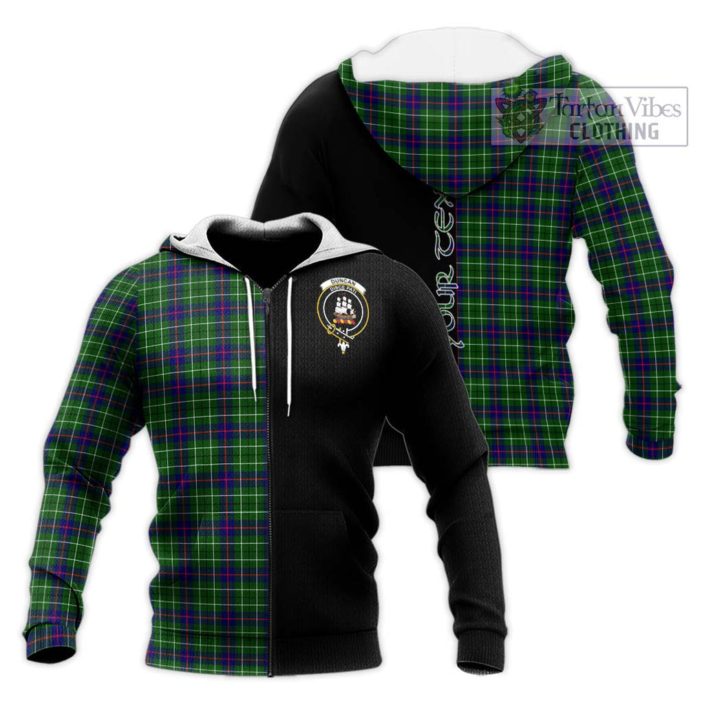 Duncan Modern Tartan Knitted Hoodie with Family Crest and Half Of Me Style Unisex Knitted Zip Hoodie - Tartanvibesclothing Shop