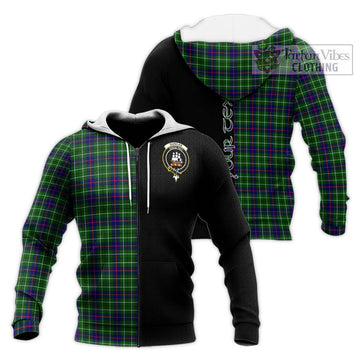 Duncan Modern Tartan Knitted Hoodie with Family Crest and Half Of Me Style