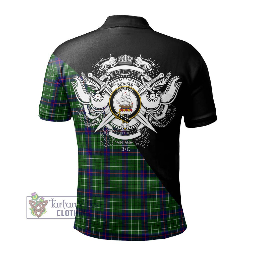 Duncan Modern Tartan Polo Shirt with Family Crest and Military Logo Style - Tartanvibesclothing Shop