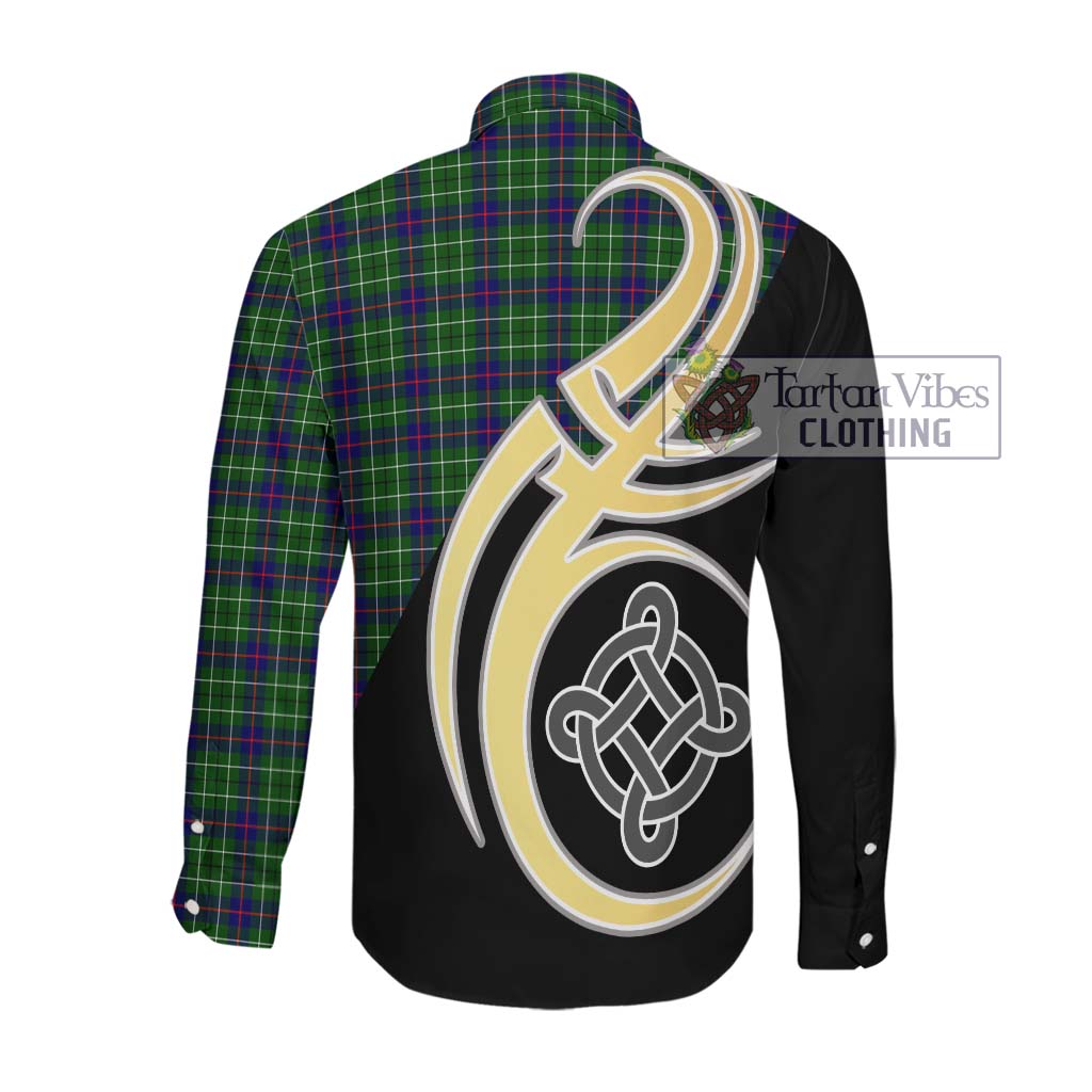 Duncan Modern Tartan Long Sleeve Button Shirt with Family Crest and Celtic Symbol Style Men's Shirt - Tartan Vibes Clothing