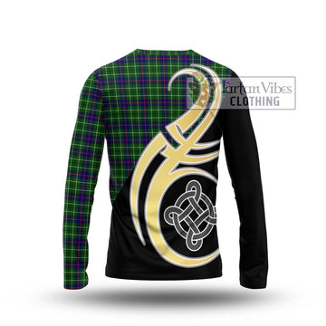 Duncan Modern Tartan Long Sleeve T-Shirt with Family Crest and Celtic Symbol Style