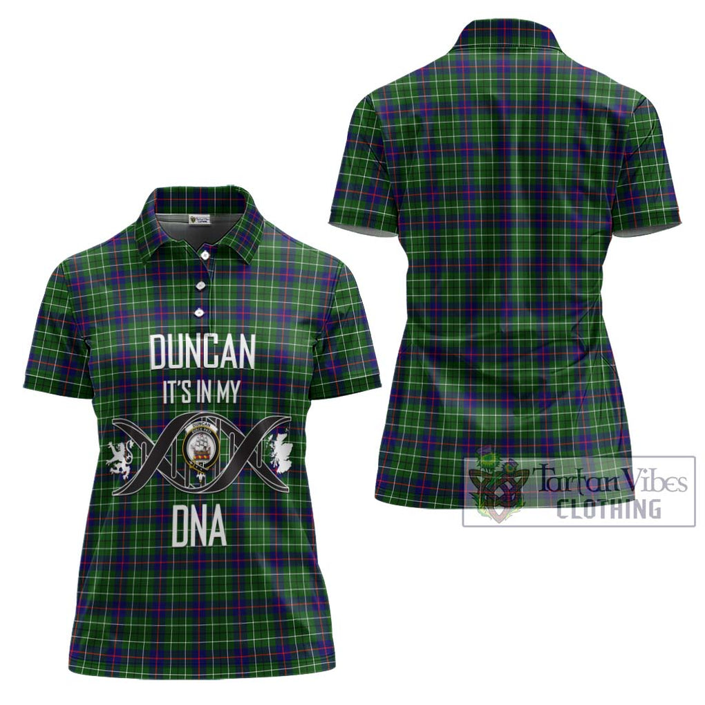 Duncan Modern Tartan Women's Polo Shirt with Family Crest DNA In Me Style - Tartanvibesclothing Shop