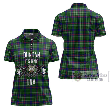 Duncan Modern Tartan Women's Polo Shirt with Family Crest DNA In Me Style