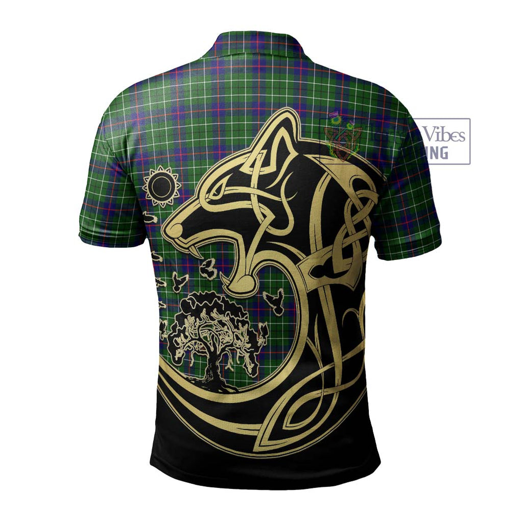 Duncan Modern Tartan Polo Shirt with Family Crest Celtic Wolf Style - Tartanvibesclothing Shop