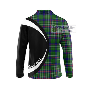 Duncan Modern Tartan Long Sleeve Polo Shirt with Family Crest Circle Style