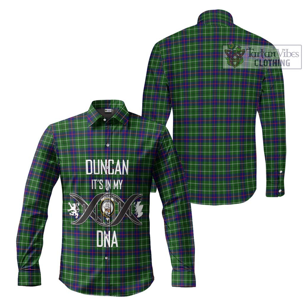 Duncan Modern Tartan Long Sleeve Button Shirt with Family Crest DNA In Me Style Men's Shirt - Tartanvibesclothing Shop