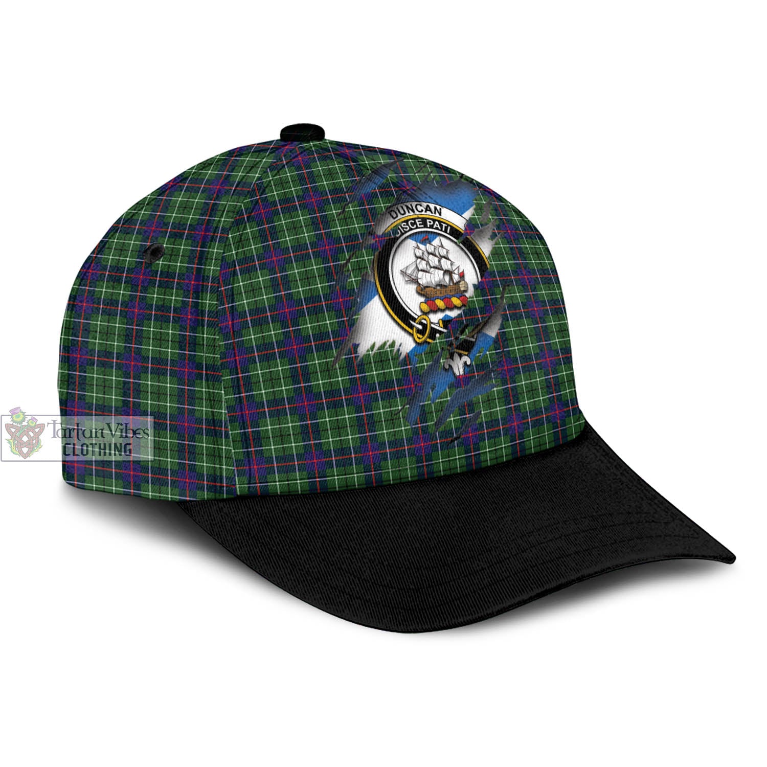 Tartan Vibes Clothing Duncan Modern Tartan Classic Cap with Family Crest In Me Style