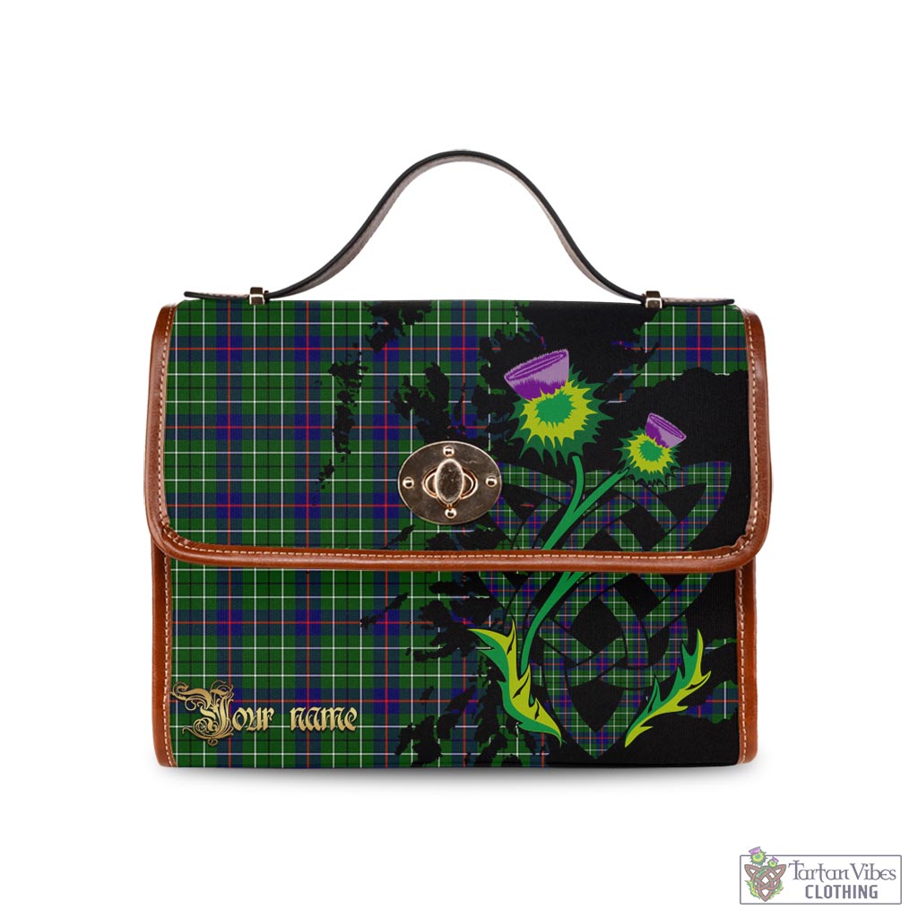 Tartan Vibes Clothing Duncan Modern Tartan Waterproof Canvas Bag with Scotland Map and Thistle Celtic Accents