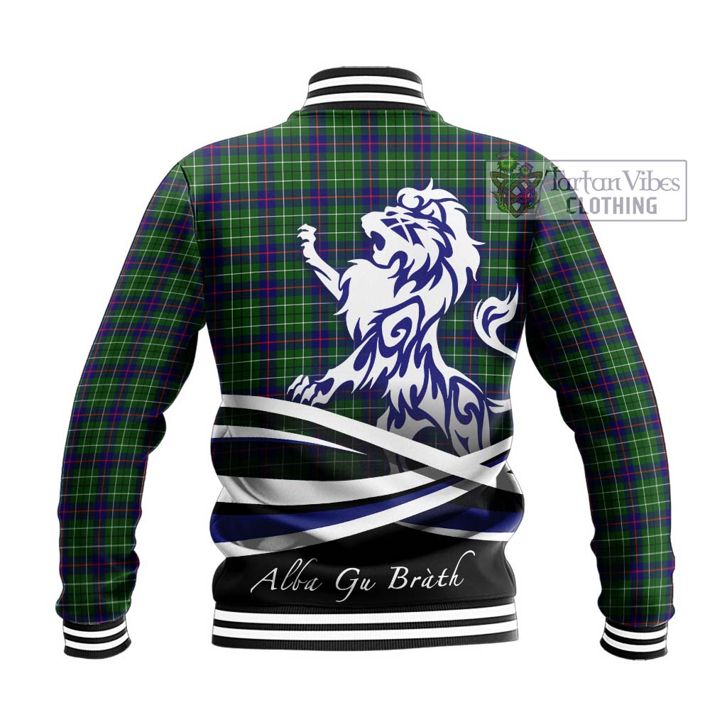 Tartan Vibes Clothing Duncan Modern Tartan Baseball Jacket with Alba Gu Brath Regal Lion Emblem