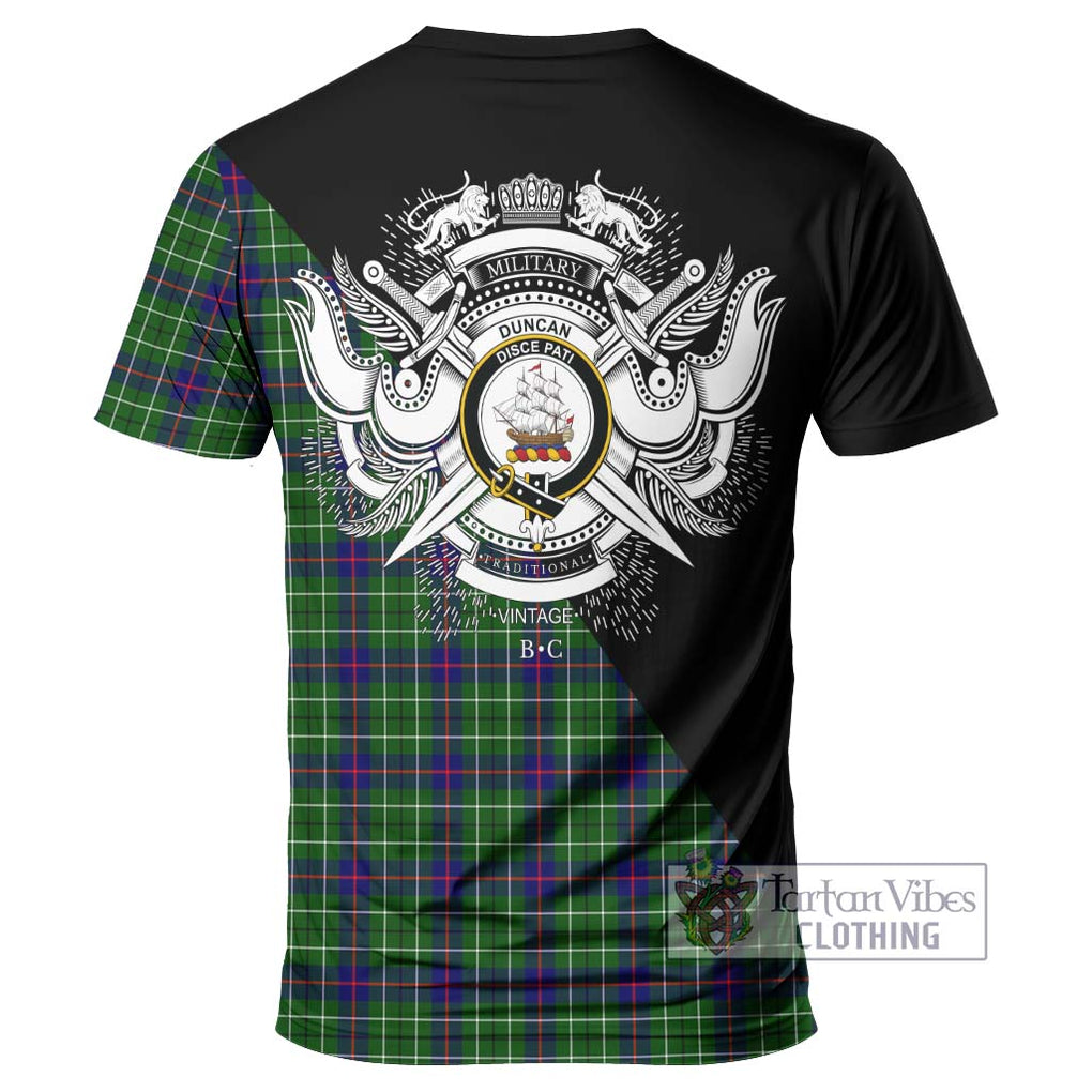 Duncan Modern Tartan T-Shirt with Family Crest and Military Logo Style - Tartanvibesclothing Shop