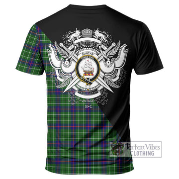 Duncan Modern Tartan T-Shirt with Family Crest and Military Logo Style