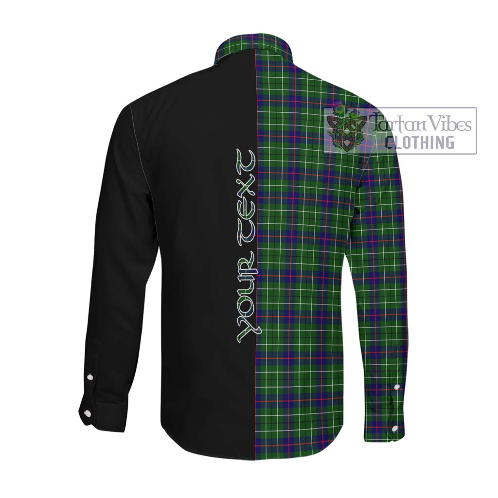 Tartan Vibes Clothing Duncan Modern Tartan Long Sleeve Button Shirt with Family Crest and Half Of Me Style