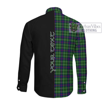 Duncan Modern Tartan Long Sleeve Button Shirt with Family Crest and Half Of Me Style