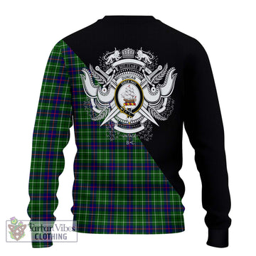 Duncan Modern Tartan Knitted Sweater with Family Crest and Military Logo Style