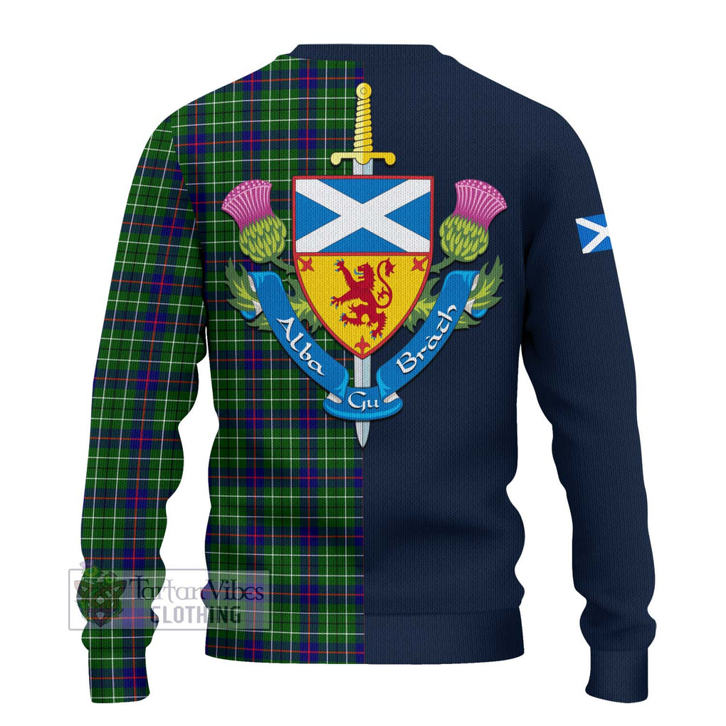 Tartan Vibes Clothing Duncan Modern Tartan Knitted Sweater with Scottish Lion Royal Arm Half Style