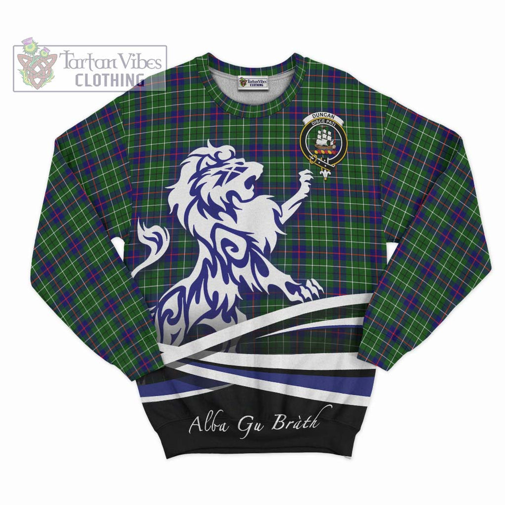 Duncan Modern Tartan Sweatshirt with Alba Gu Brath Regal Lion Emblem - Tartanvibesclothing Shop