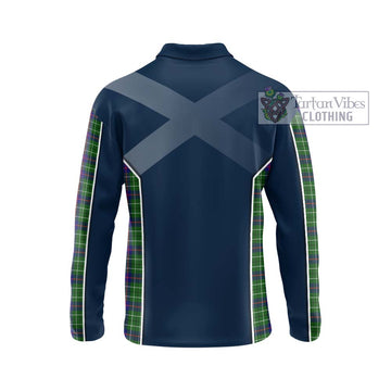 Duncan Modern Tartan Long Sleeve Polo Shirt with Family Crest and Lion Rampant Vibes Sport Style