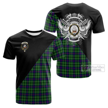 Duncan Modern Tartan Cotton T-shirt with Family Crest and Military Logo Style