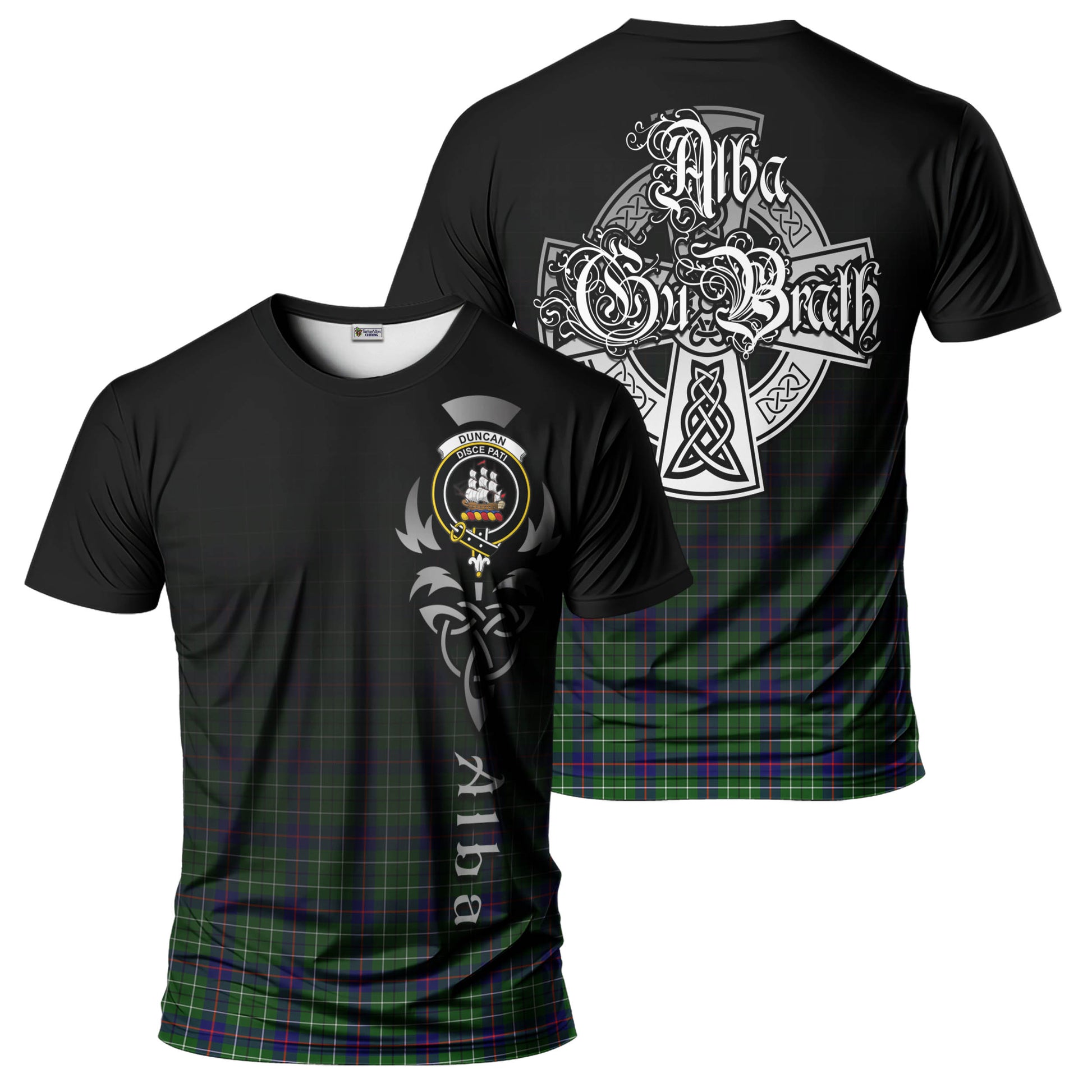 Tartan Vibes Clothing Duncan Modern Tartan T-Shirt Featuring Alba Gu Brath Family Crest Celtic Inspired