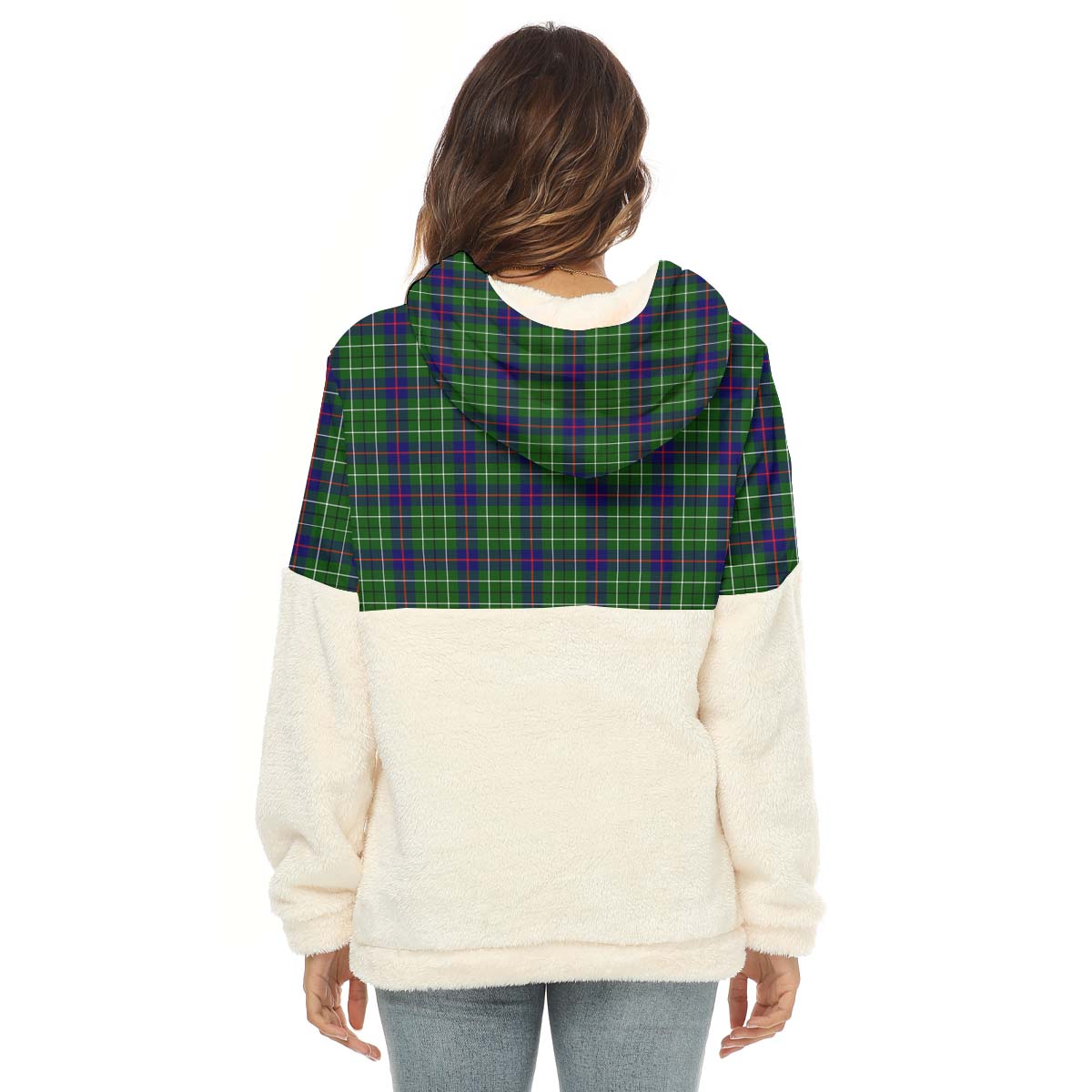 Duncan Modern Tartan Women's Borg Fleece Hoodie With Half Zip with Family Crest - Tartan Vibes Clothing