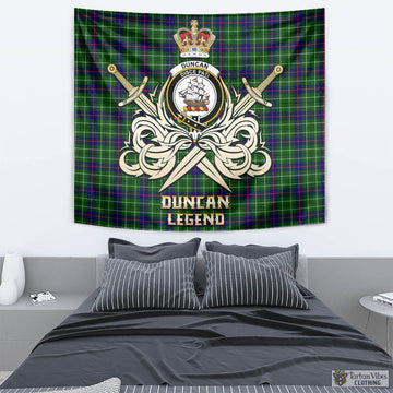 Duncan Modern Tartan Tapestry with Clan Crest and the Golden Sword of Courageous Legacy