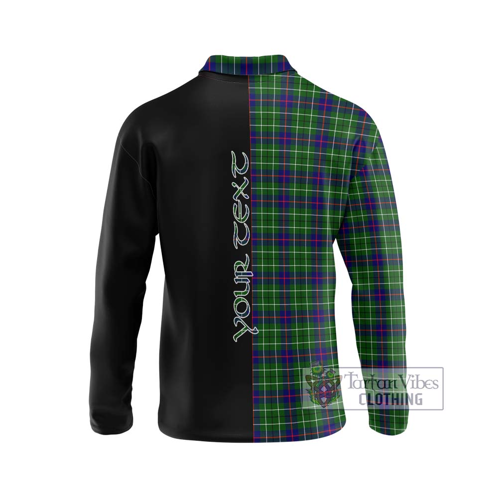 Duncan Modern Tartan Long Sleeve Polo Shirt with Family Crest and Half Of Me Style - Tartanvibesclothing Shop