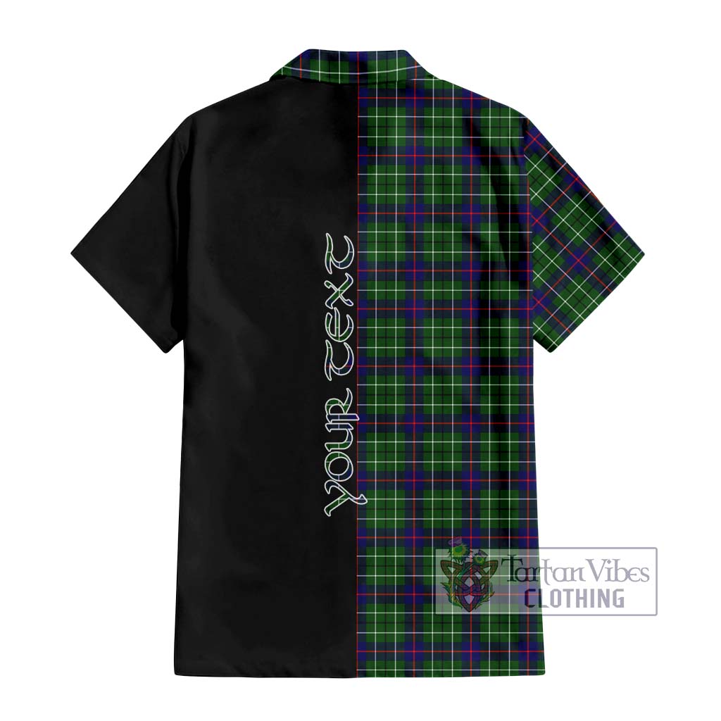 Tartan Vibes Clothing Duncan Modern Tartan Short Sleeve Button Shirt with Family Crest and Half Of Me Style