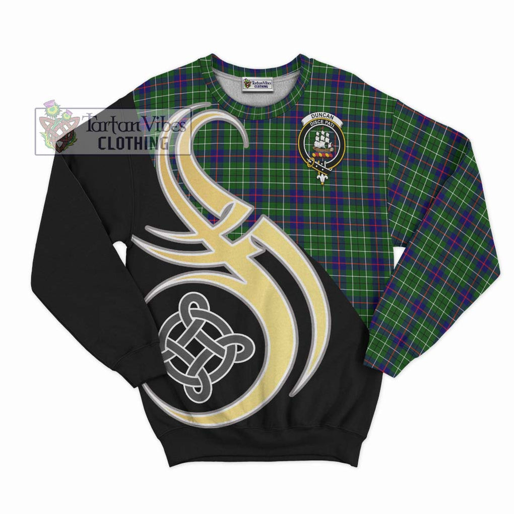 Duncan Modern Tartan Sweatshirt with Family Crest and Celtic Symbol Style - Tartan Vibes Clothing