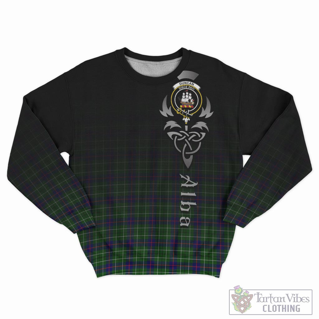 Tartan Vibes Clothing Duncan Modern Tartan Sweatshirt Featuring Alba Gu Brath Family Crest Celtic Inspired