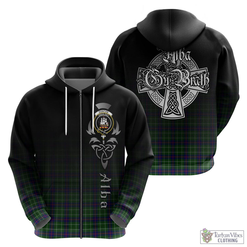 Tartan Vibes Clothing Duncan Modern Tartan Hoodie Featuring Alba Gu Brath Family Crest Celtic Inspired