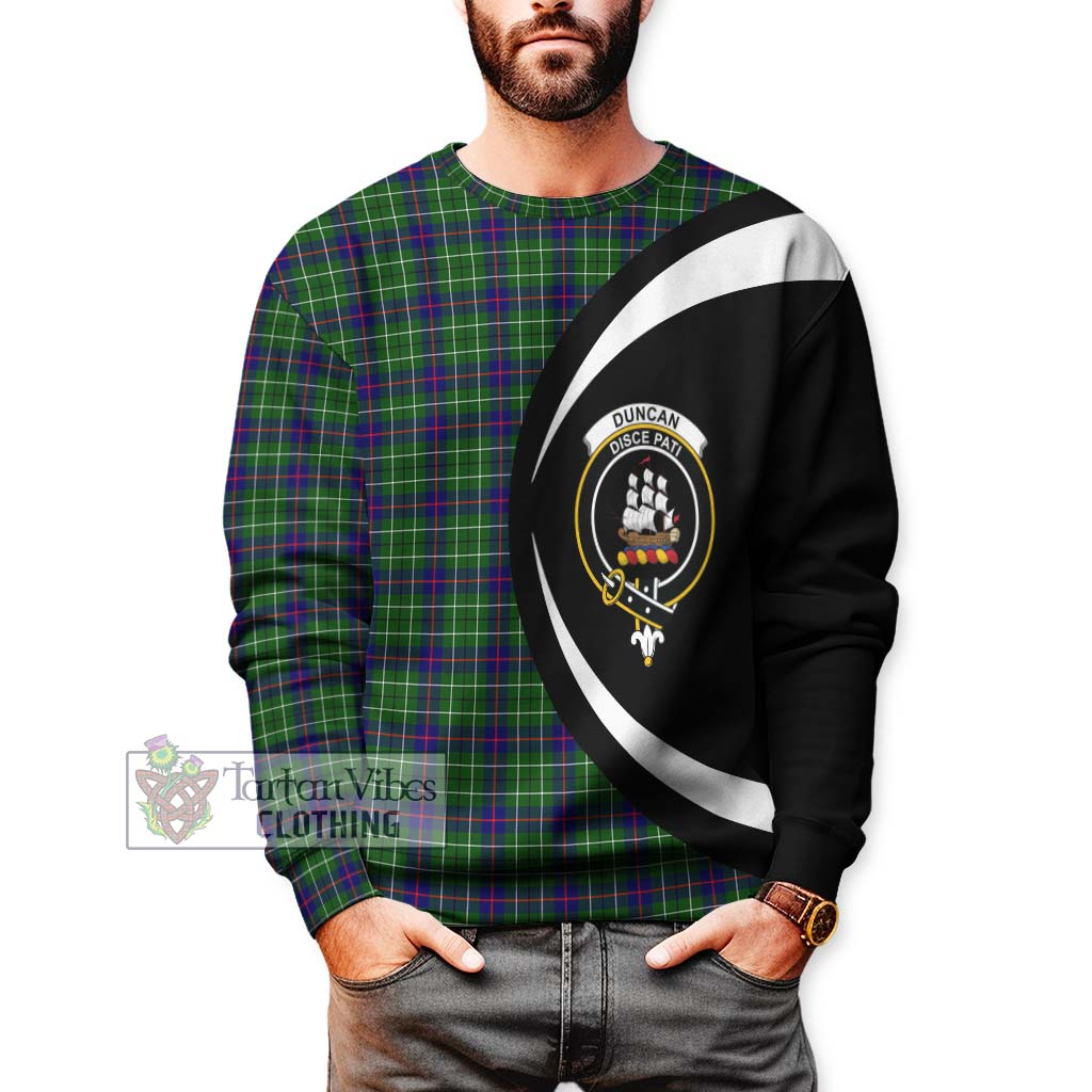 Duncan Modern Tartan Sweatshirt with Family Crest Circle Style - Tartan Vibes Clothing