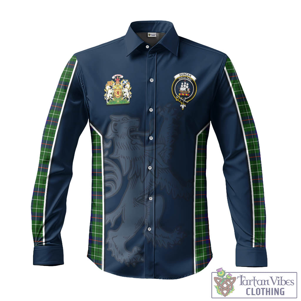 Tartan Vibes Clothing Duncan Modern Tartan Long Sleeve Button Up Shirt with Family Crest and Lion Rampant Vibes Sport Style