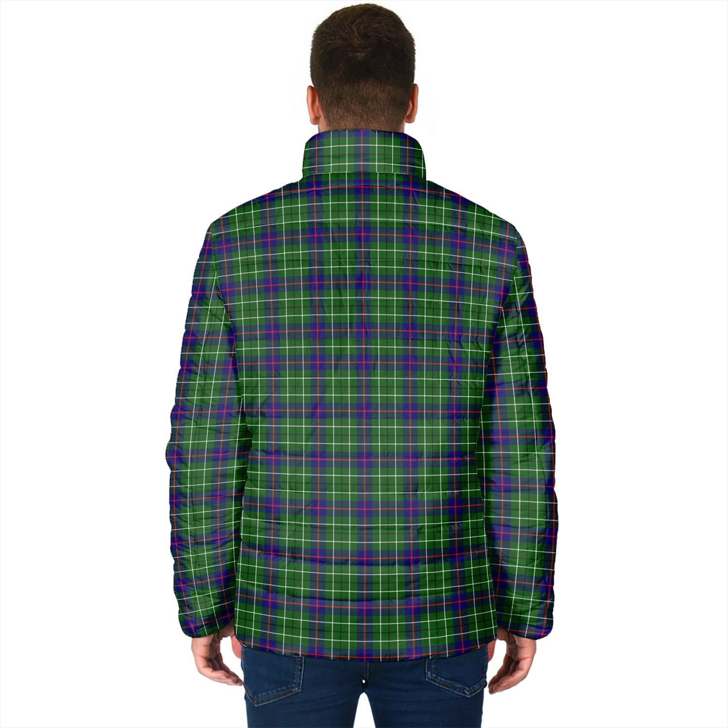 Duncan Modern Tartan Padded Jacket with Family Crest - Tartanvibesclothing