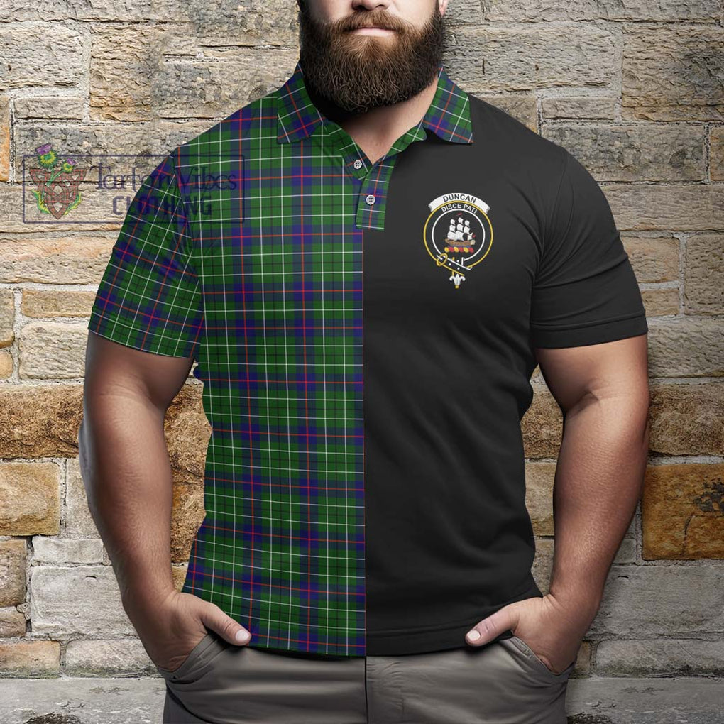 Duncan Modern Tartan Polo Shirt with Family Crest and Half Of Me Style - Tartanvibesclothing Shop