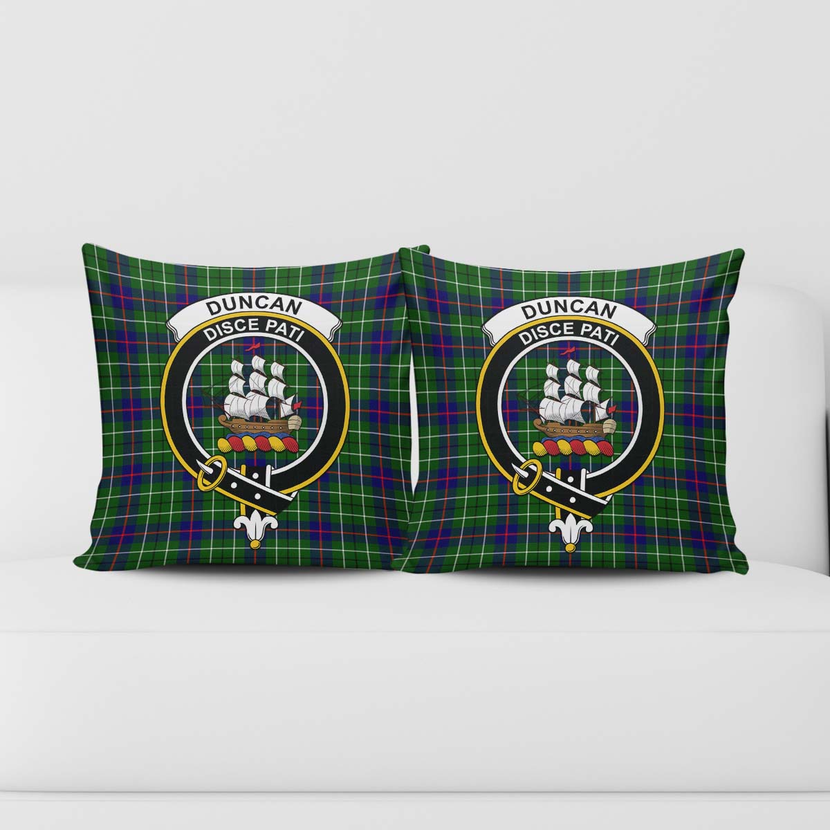 Duncan Modern Tartan Pillow Cover with Family Crest - Tartanvibesclothing