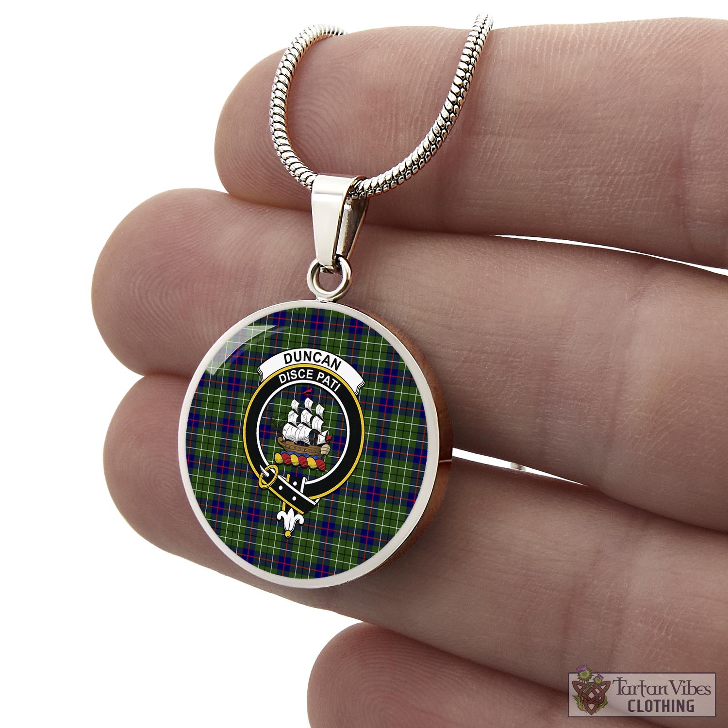 Tartan Vibes Clothing Duncan Modern Tartan Circle Necklace with Family Crest