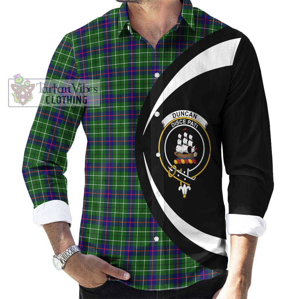 Duncan Modern Tartan Long Sleeve Button Up with Family Crest Circle Style - Tartan Vibes Clothing