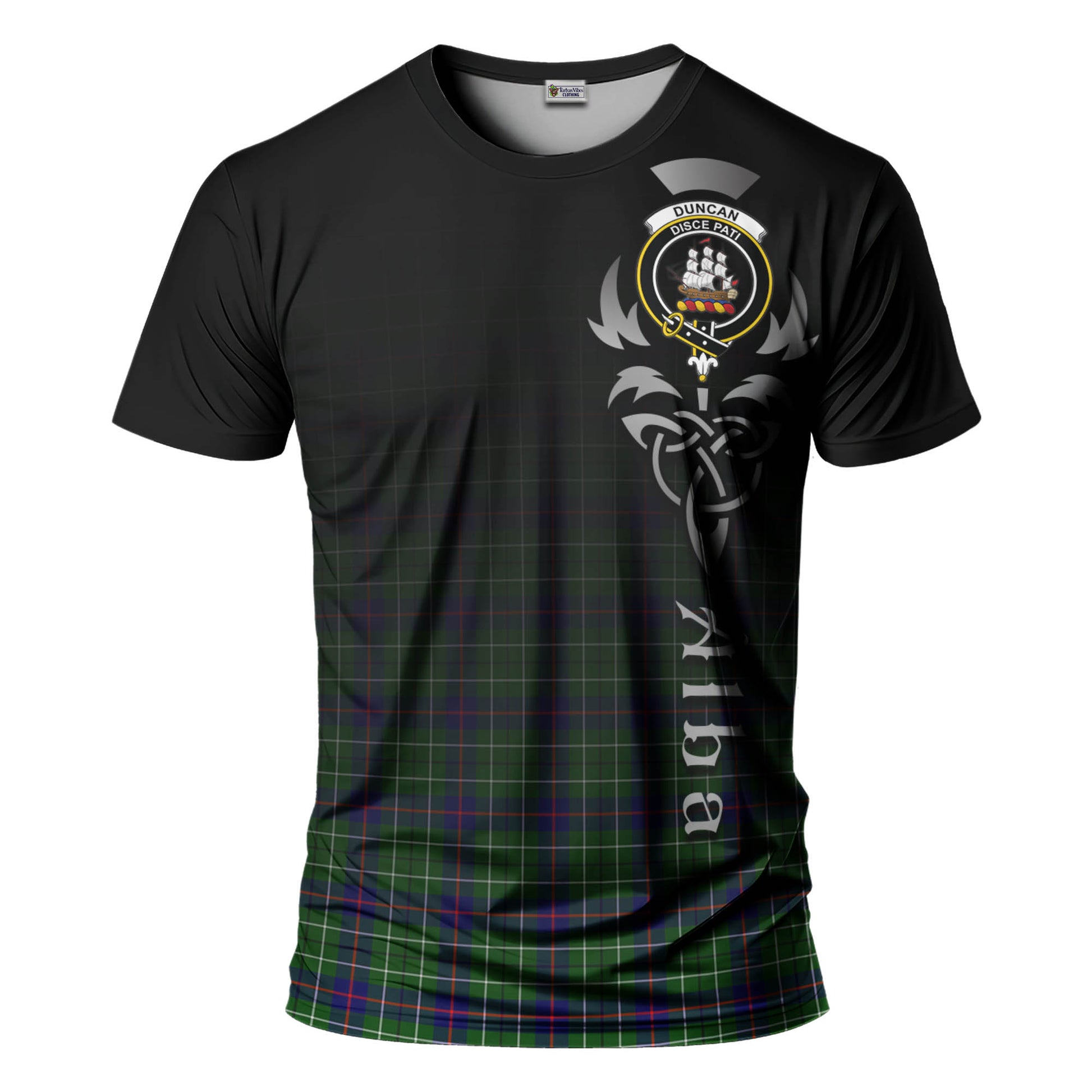 Tartan Vibes Clothing Duncan Modern Tartan T-Shirt Featuring Alba Gu Brath Family Crest Celtic Inspired