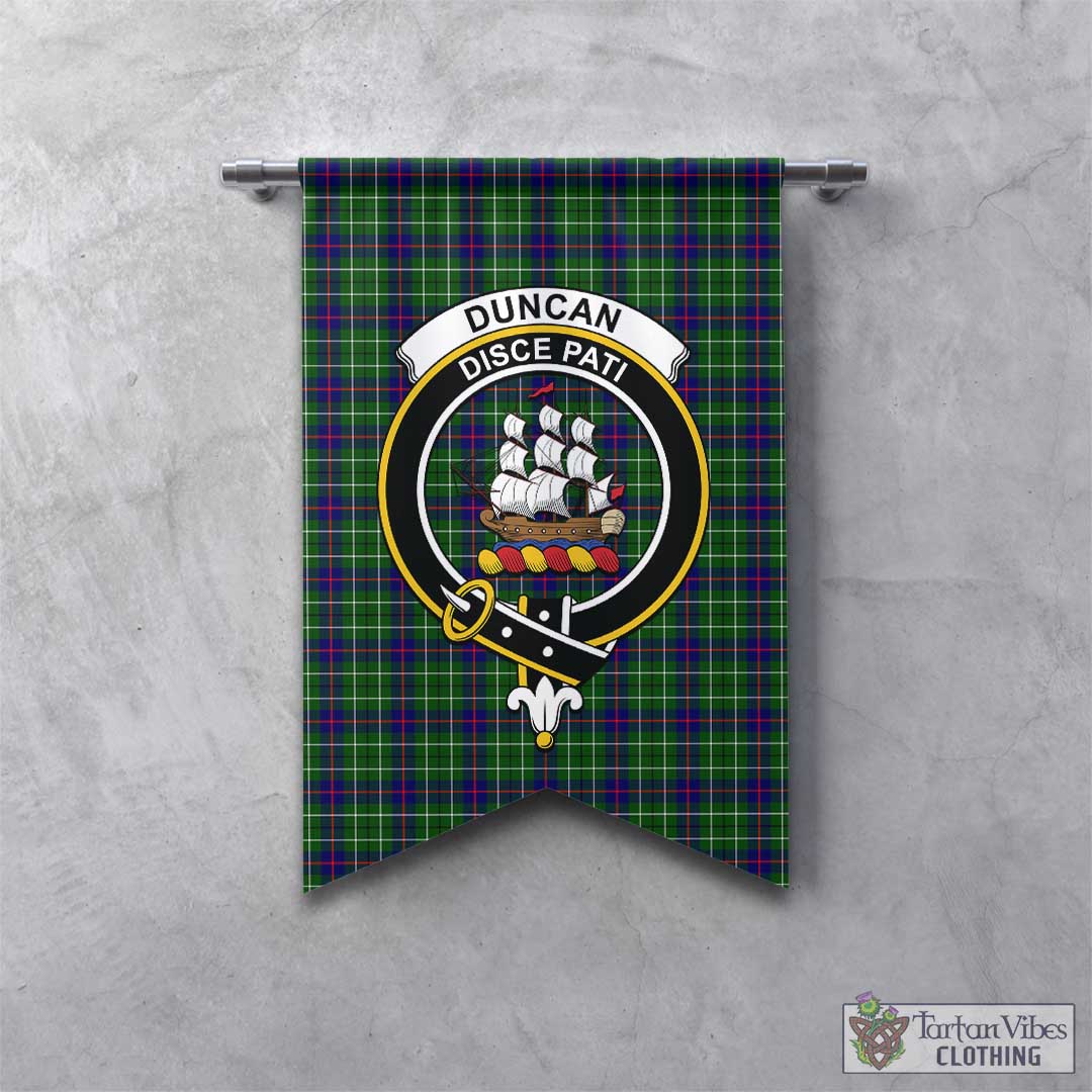 Tartan Vibes Clothing Duncan Modern Tartan Gonfalon, Tartan Banner with Family Crest