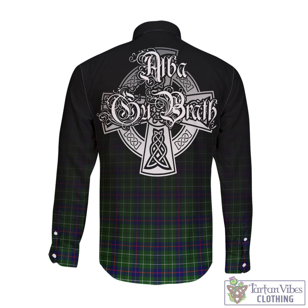 Tartan Vibes Clothing Duncan Modern Tartan Long Sleeve Button Up Featuring Alba Gu Brath Family Crest Celtic Inspired