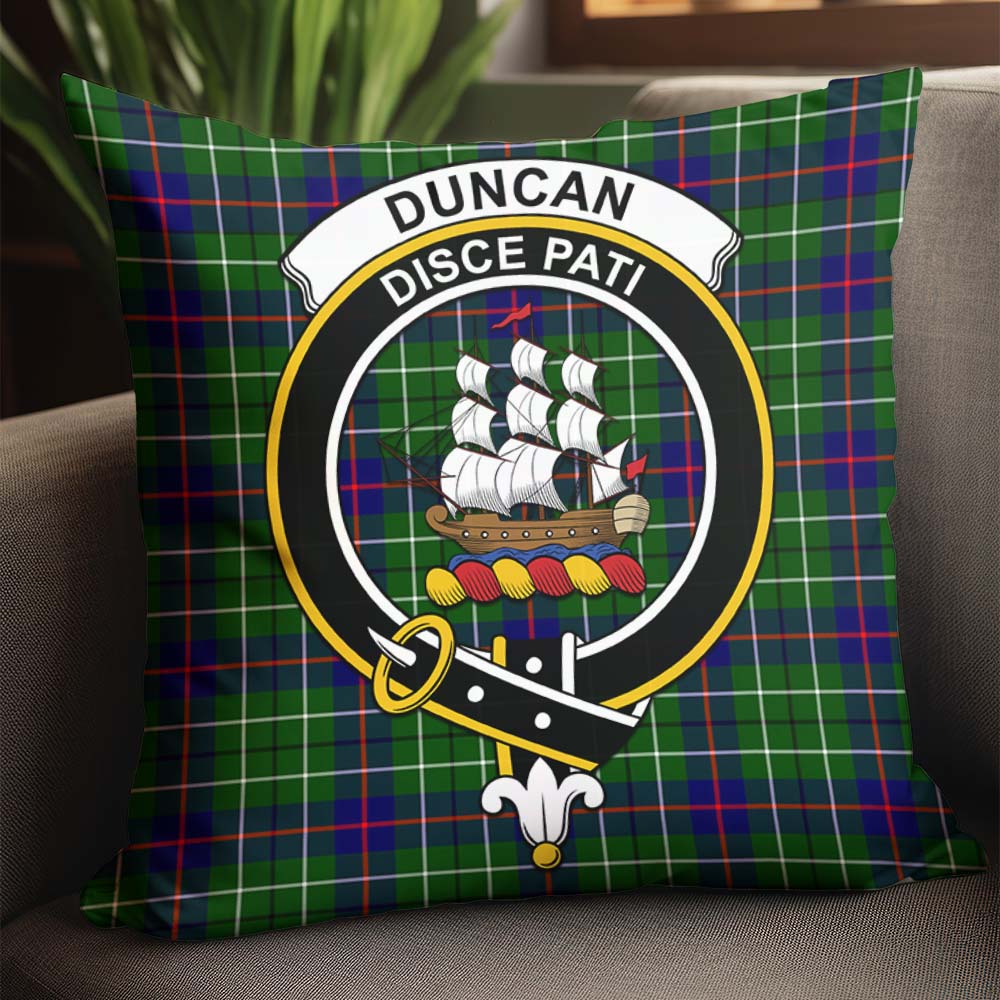 Duncan Modern Tartan Pillow Cover with Family Crest - Tartanvibesclothing