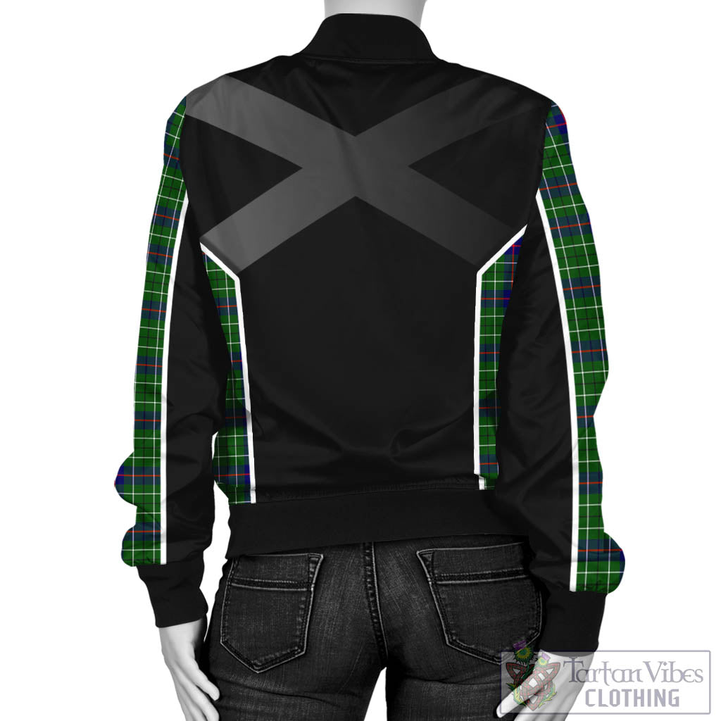 Tartan Vibes Clothing Duncan Modern Tartan Bomber Jacket with Family Crest and Scottish Thistle Vibes Sport Style