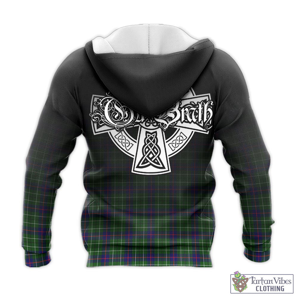 Tartan Vibes Clothing Duncan Modern Tartan Knitted Hoodie Featuring Alba Gu Brath Family Crest Celtic Inspired